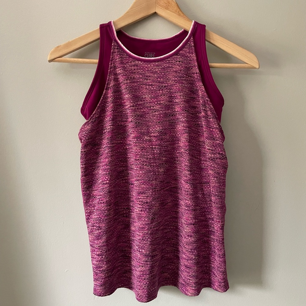 Athleta Girls' Perfect Pair Midi Layered Tank in pink - girls size L / 12